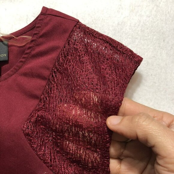 Worthington Blouse Women Size S Red Peplum Ruffle Pleat Short Sleeve Workwear - Picture 7 of 10